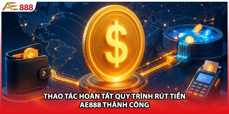 Thao tác hoàn tất quy trình rút tiền AE888 thành công